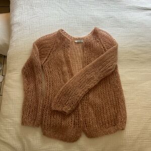 Maiami Basic Open Knit Cardigan Sweater - Dusty Rose